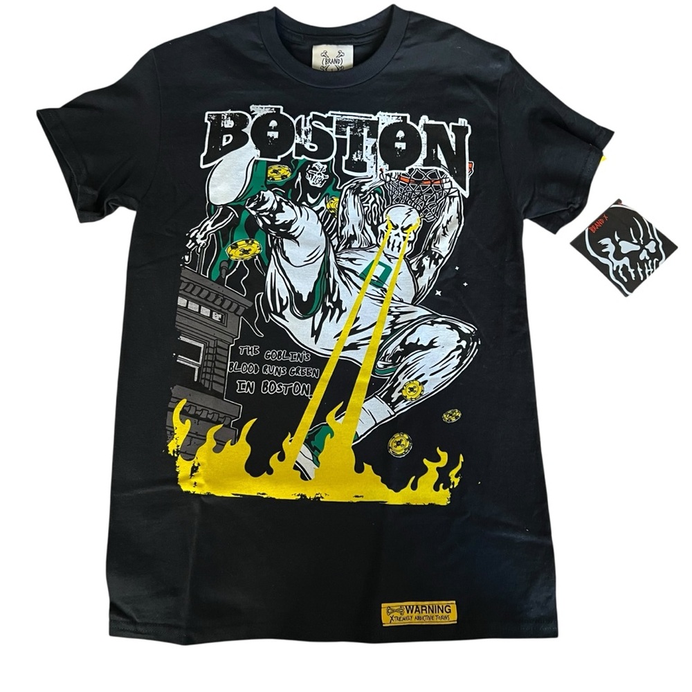Brand X Boston Celtics Jason Tatum Goblins Blood Runs Green T-Shirt